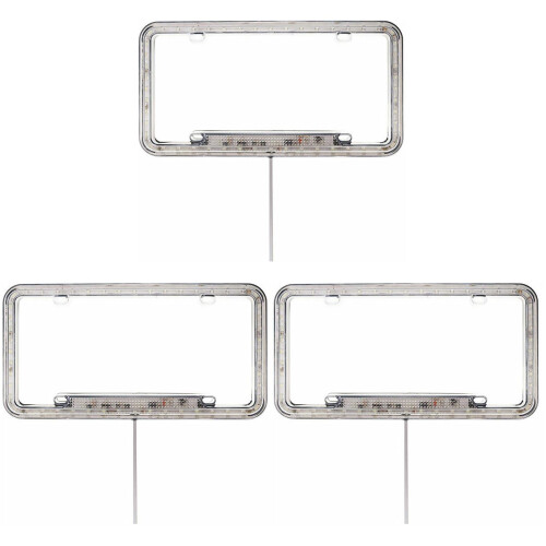 3Pcs Decor License Plate Frame White Light Easy Install Holder 1