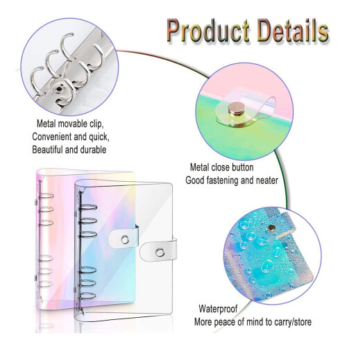2 PCS A5 Rainbow Soft PVC Notebook Binder Clear Soft PVC Notebook Cover, Loose Leaf Personal Planner Binder 1