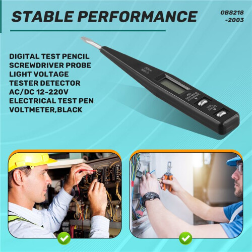 Digital Test Pencil Screwdriver Probe Light Voltage Tester Detector AC/ 12-220V Electrical Test Pen Voltmeter,Black 2