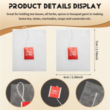 100Pcs Tea Bag Infuser with String Heal Seal 7 x 6cm Sachet Filter Paper Nylon Teabags Empty Tea Bags