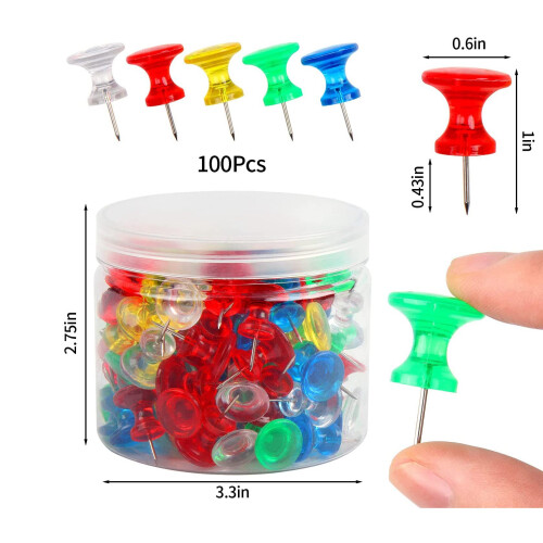 Push Pins 100-Pack Large Thumbtacks Used for Cork Board Bulletin Board with Plastic Case 2