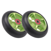 2Pcs 100mm Scooter Replacement Wheels with Bearings Aluminum Wear-Resistant PU Scooter Parts Scooter Accessories,Green