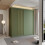 MN Furniture Double Sliding Door Wardrobe Shelves Green 203cm 1