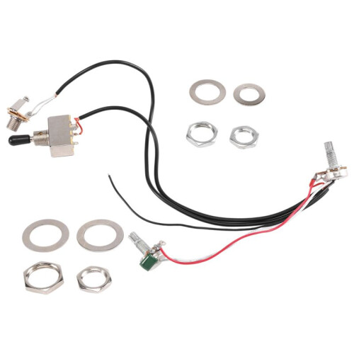 Guitar Wiring Harness Prewired Two Pickup 500K Pots 3-Way Toggle  Silver