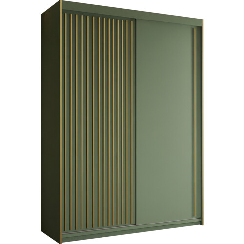 MN Furniture Double Sliding Door Wardrobe Shelves Green 150cm 1