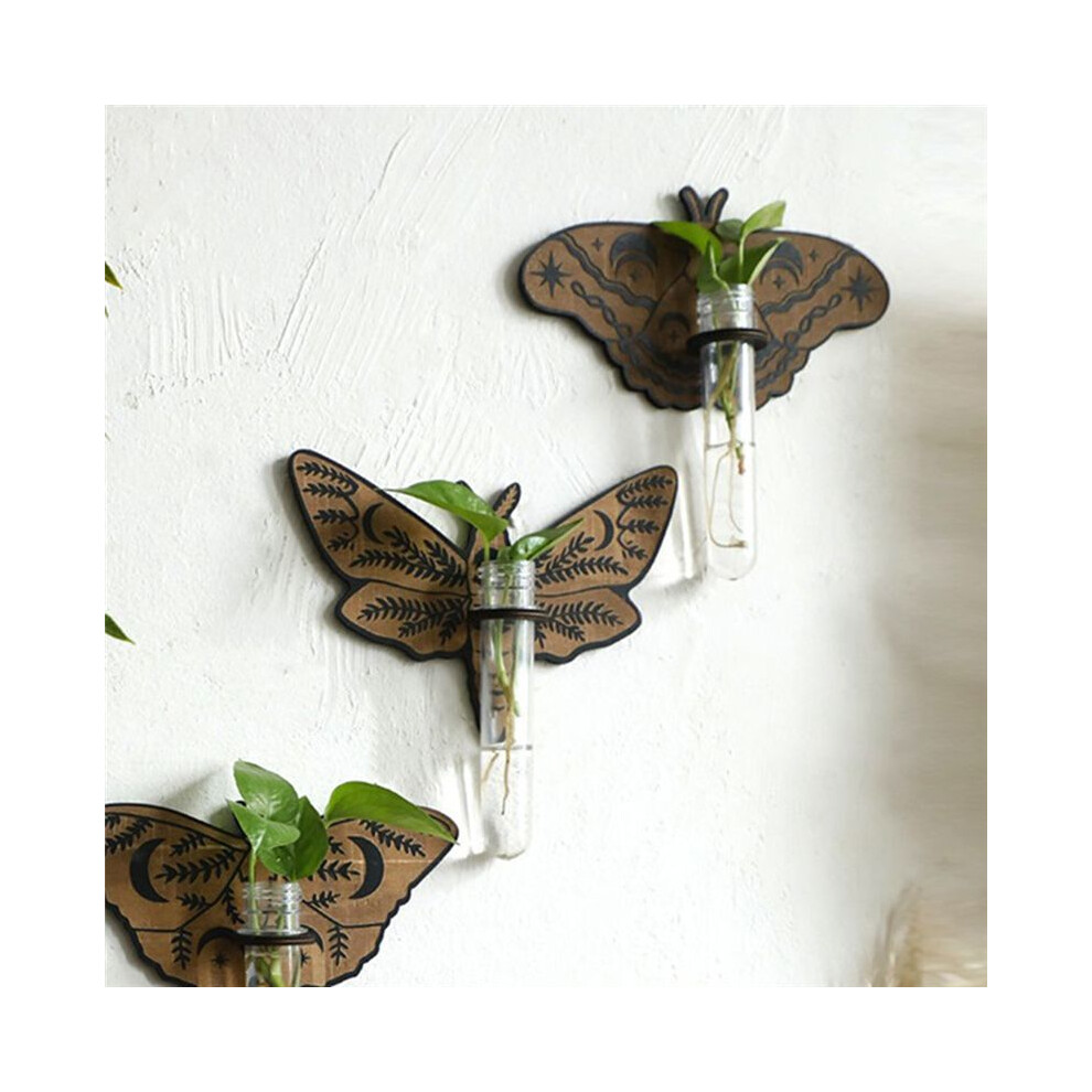 Butterfly Wall Mounted Breeding Station, Wooden Hanging Plant Holders, Indoor Plants With Plastic Tubes, B 4852693526420
