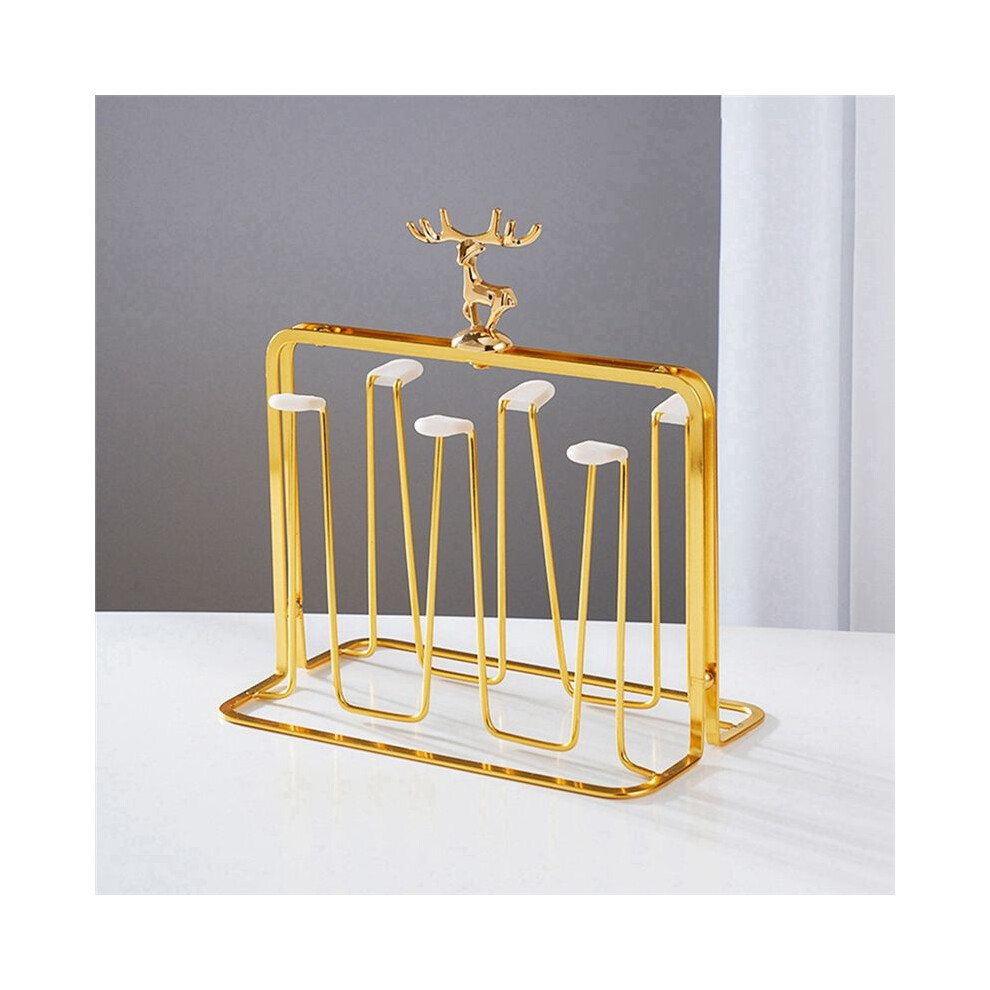 Nordic Reindeer Decorative Iron Cup Holder Set-Glass Holder, Drain Storage Rack Upside Down Glass Glass Tray 4852367008221