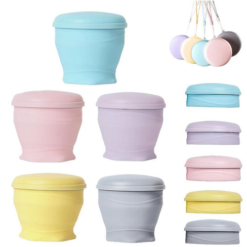 5PCS Silicone Foldable Travel Cup, 6oz Silicone Folding Camping Cup with Lids Foldable Drinking Water Cup 1