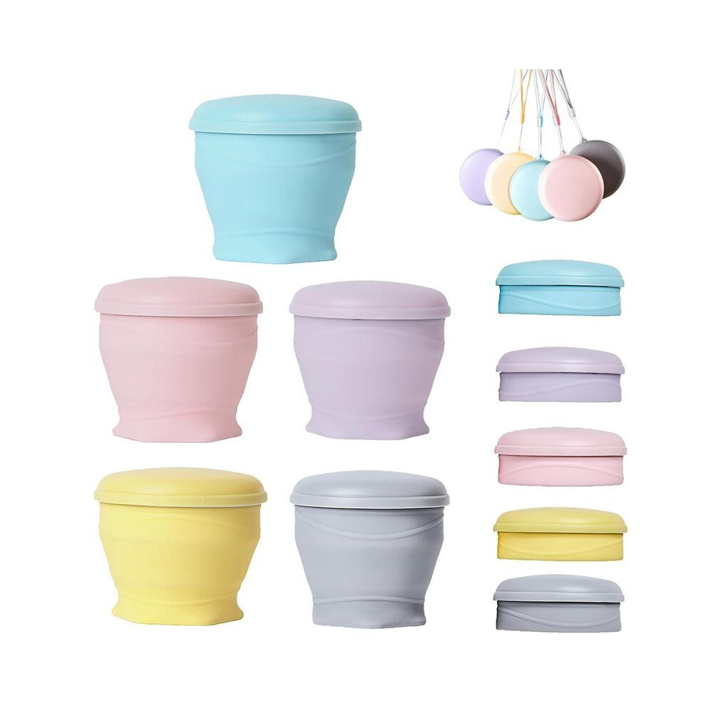 5Pcs Silicone Foldable Travel Cup, 6Oz Silicone Folding Camping Cup With Lids Foldable Drinking Water Cup 4852693551859