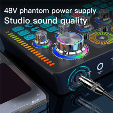 Udio Mixer USB Externe Soundkarte für Headset, Live-Übertragung, Mobiltelefon, Computer, 48V Audiomixer