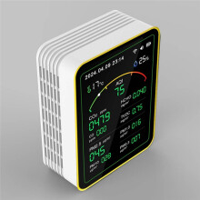 Tuya WiFi 15-in-1 Luftqualitätsmessgerät mit TFT-Display, multifunktional, mit Zeit-, Temperatur- und Feuchtigkeitsmessung, weiß