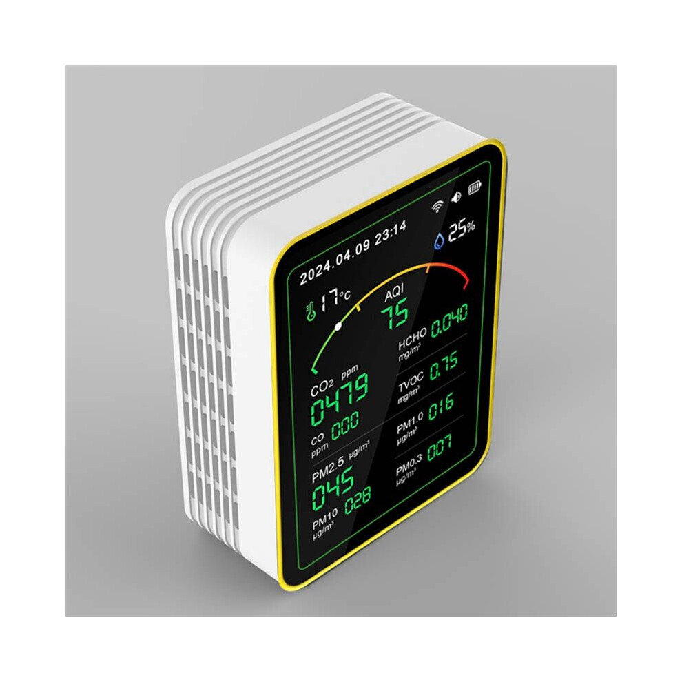 Spactz Tuya Wifi 15 In 1 Air Quality Detector Tft Display Multifunctional Time Temperature And Humidity Test Meter White