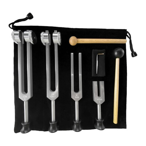 4Pcs Tuning Fork Set (4096C, MI528, 128C, OM136.1) for Solfeggio,for Chakra,Sound Therapy,Reliever Stress 1