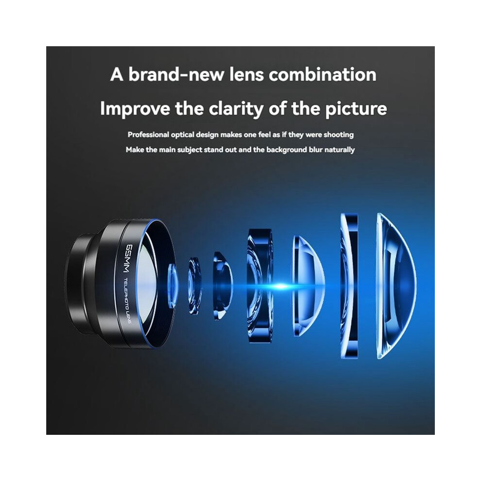 65Mm Telephoto Phone Camera Lens 2.2 Zoom Lens With Lens Hood For Iphone 16 15 Samsung S25 S24 Ultra Phone Cage Case 4852367027192