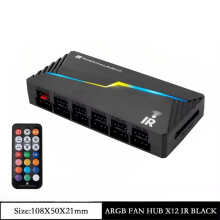 Thermalright TL-ARGB und Lüfter-Hub X12 IR Lüfter-PWM-Hub X12 IR, inklusive Fernbedienung/Unterstützt 4-Pin-PWM + 3-Pin + 5V ARGB