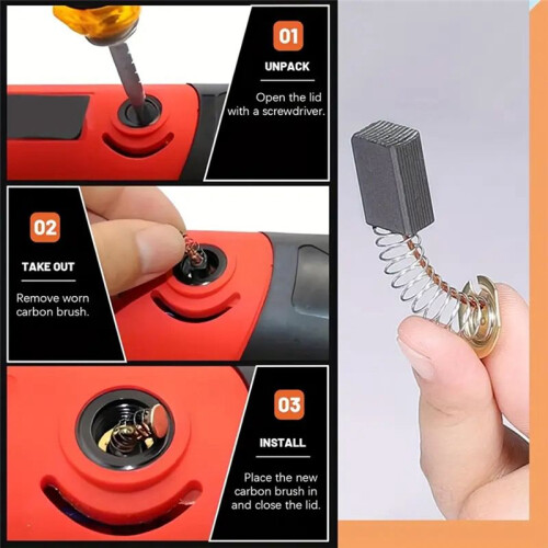90Pcs 18 Sizes Electric Motor Carbon Brushes Replacement for Hammer Drills Circular Saws Power Tool 1