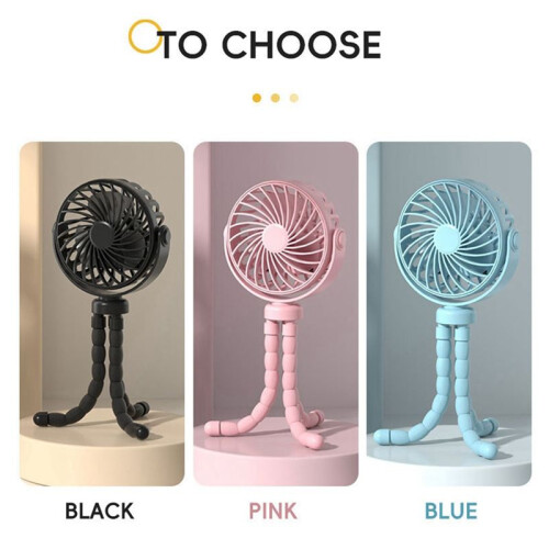 Octopusventilator, Desktop-Campingventilator, USB Oplaadbare Statiefventilator, met Lichtventilator Zwart 1