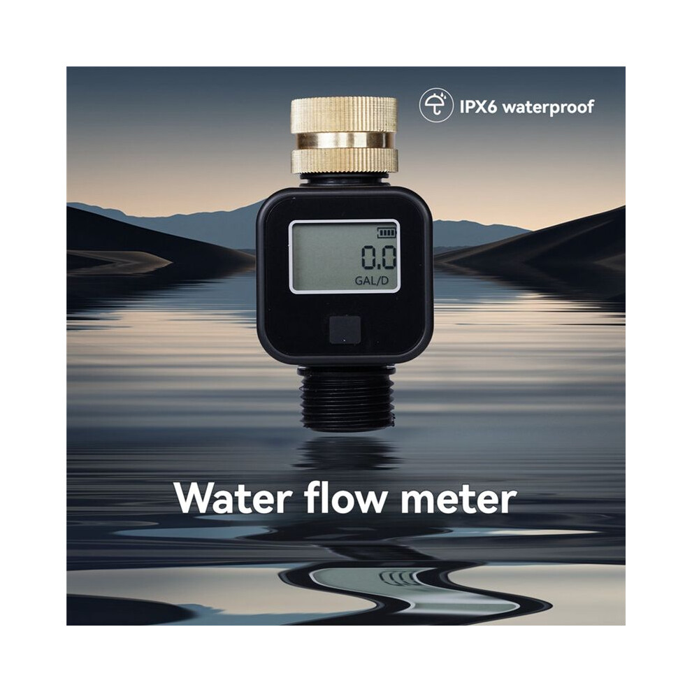 Water Flow Meter Ipx6 Waterproof With Brass Inlet Thread For Measure Outdoor Garden Hose Water Tank Lawn Sprinkler A 4852367089060