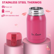 Botella de termo de Acero inoxidable en froma de vientre (Rosa rojo) 200ml