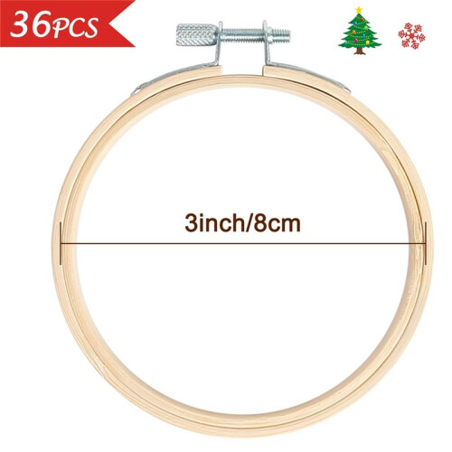 36 PeçAs Aro de Bordado de 3 Polegadas  Aro de Bordado de Bambu Aro Redondo para Artesanato DIY, Costura e Artesanato 8Cm 1