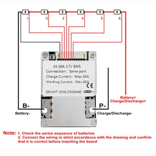 BMS 6S Lithium Battery Protection Board for Electronic Tools Wheelchairs Vehicles 60A 1
