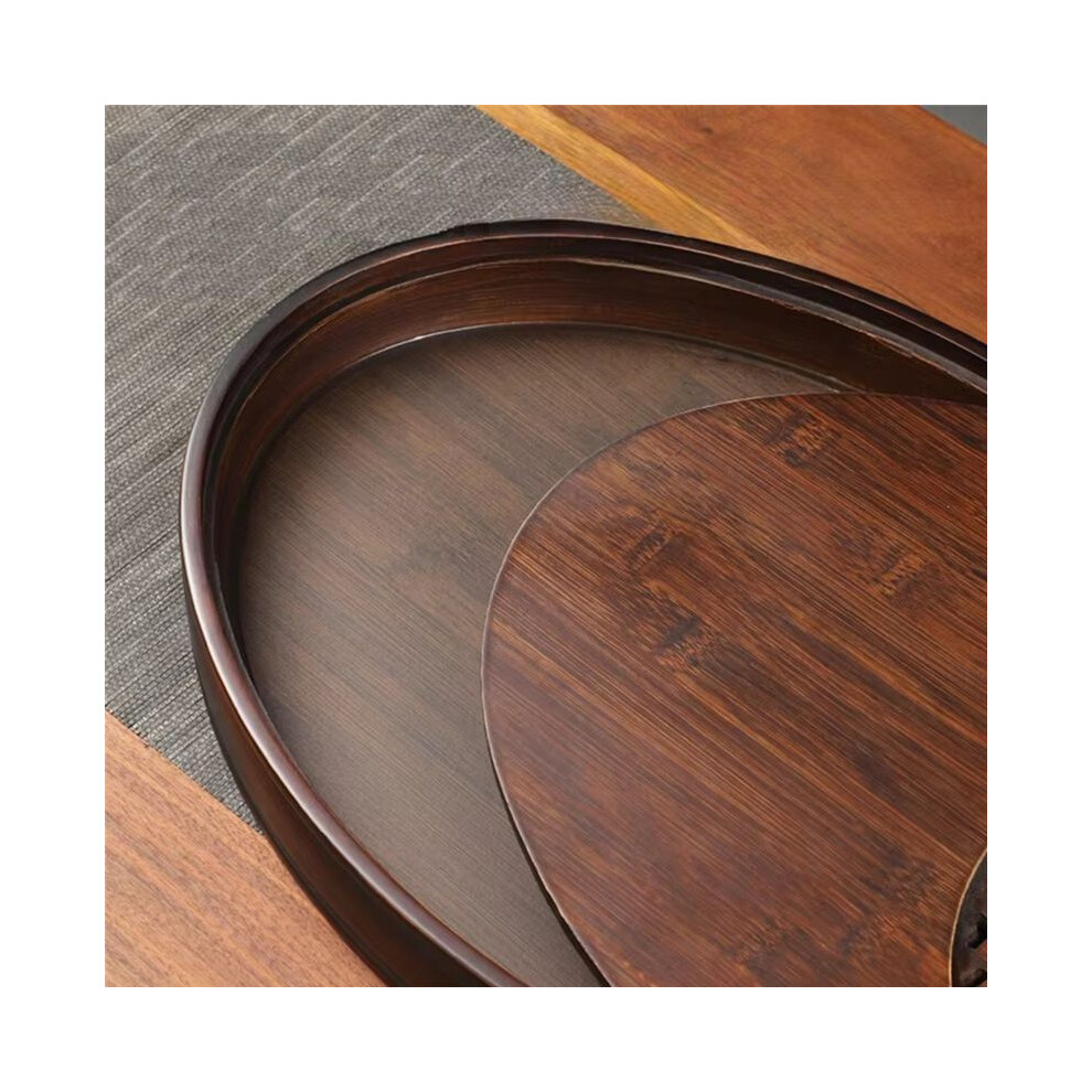 Chinese Tea Ceremony Culture Oval Tea Tray Hollow Drainage Storage Tea Tray Household Solid Wood Storage Tray 4852367096365