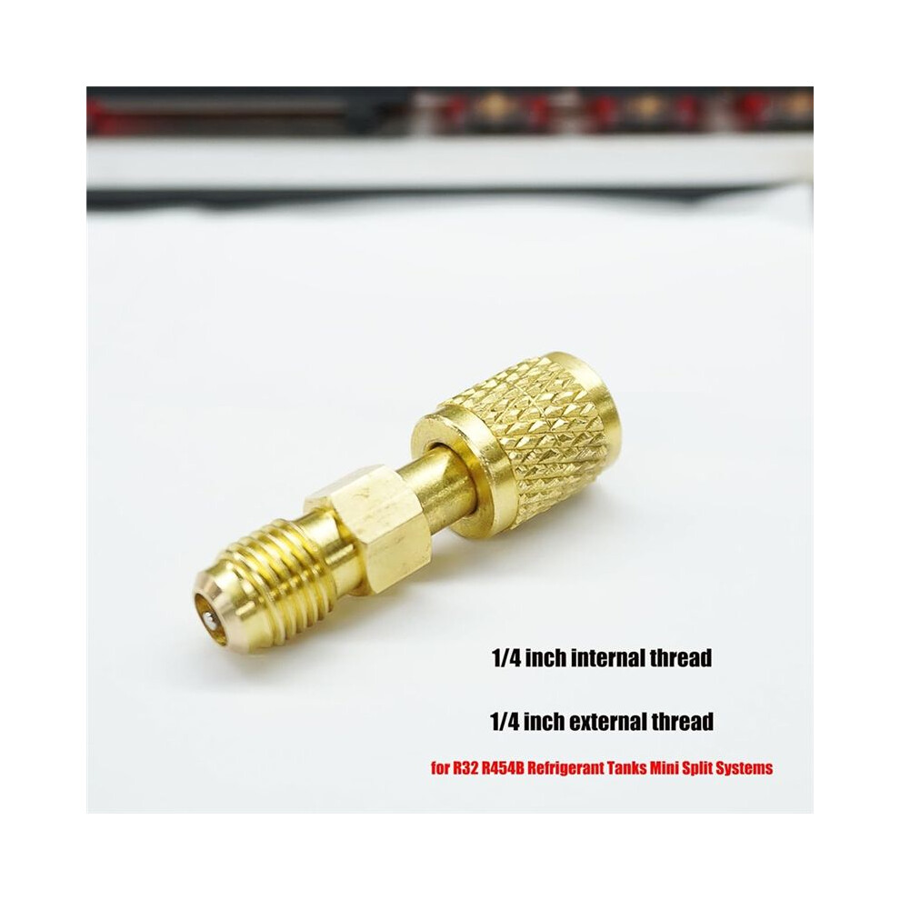 2Pcs R32 R454b Refrigerant Brass Adapter, 1/4Inch Female To 1/4Inch Male Reverse Thread, Quick Connect Fittings 4852367017940