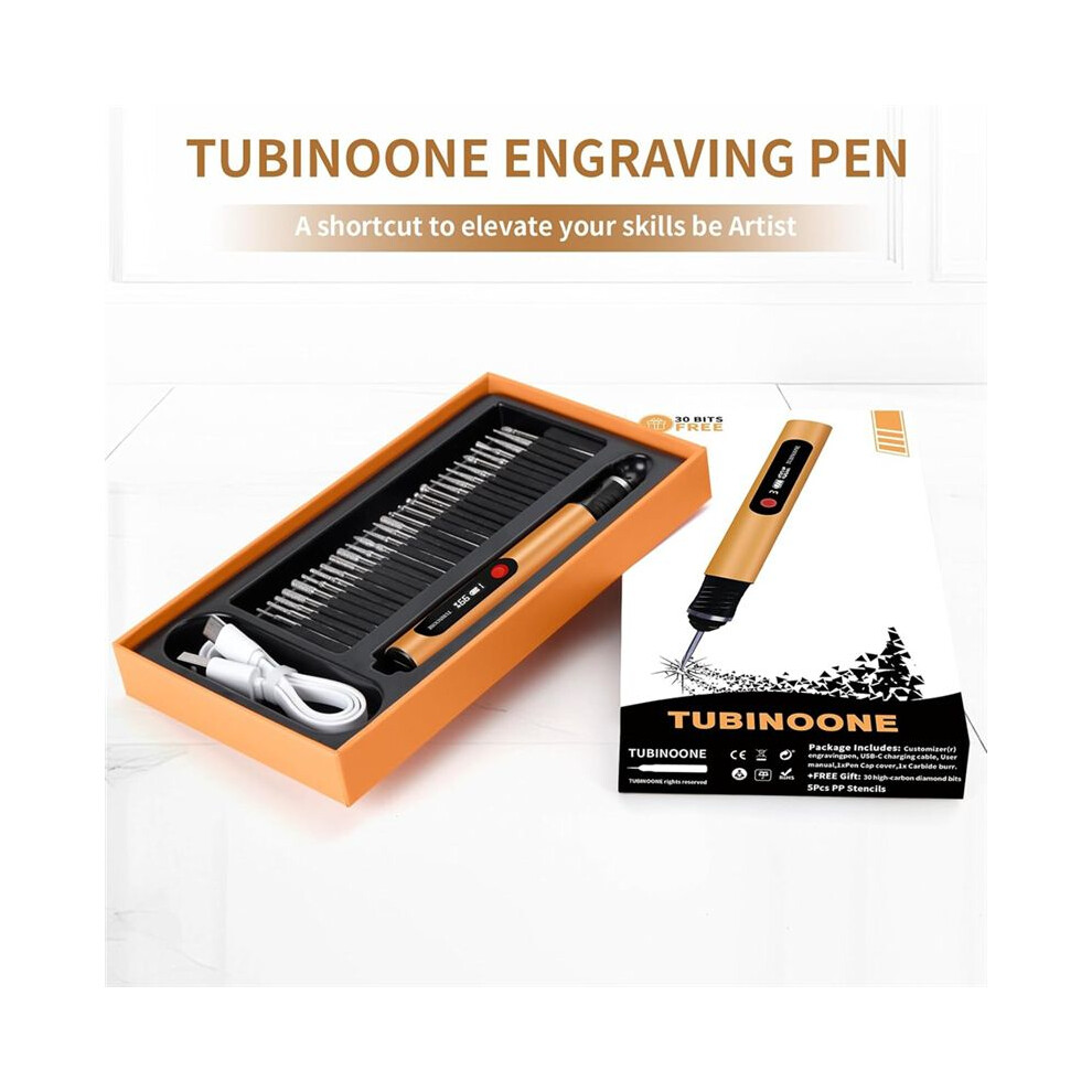 Engraving Pen,For Artists & Diyers - Engrave 50+ Surfaces - Beginner Friendly - Rechargeable - 30 Bits & Mastery Guide B 4851514178350