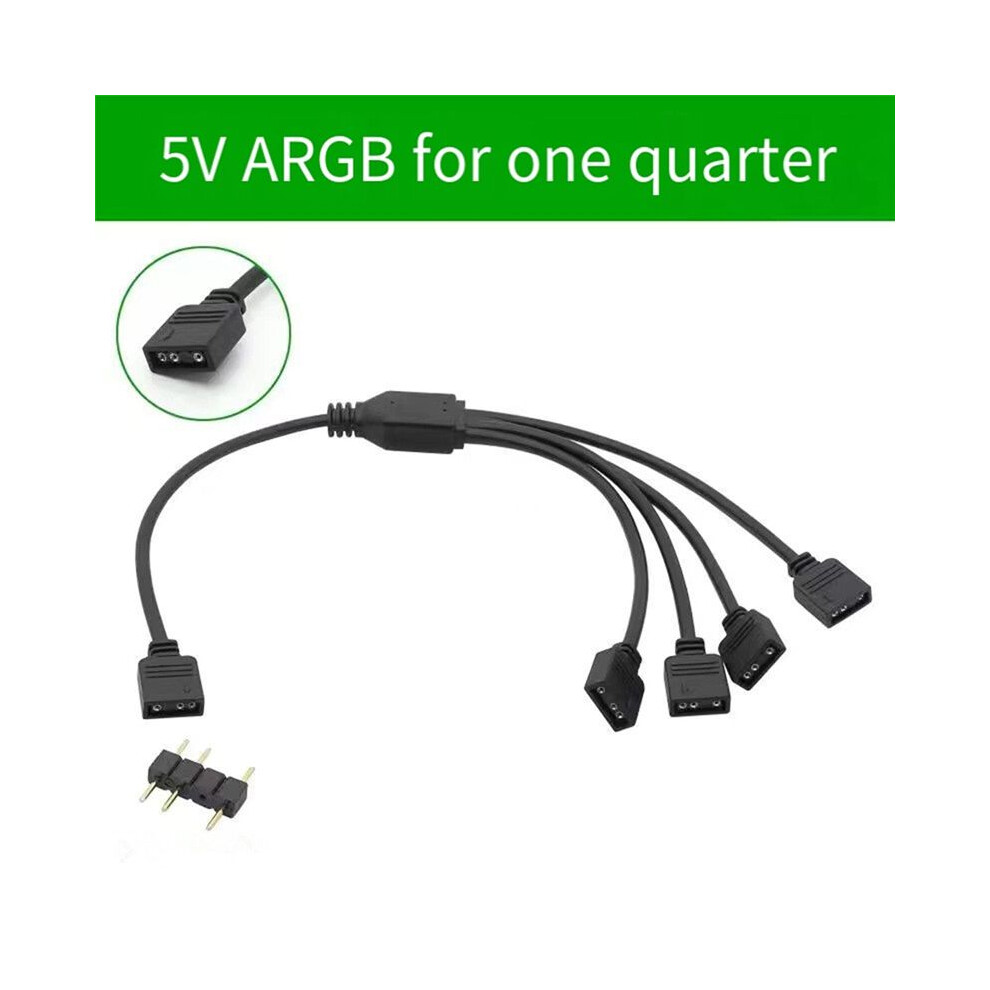 2Pcs Argb Splitter Cable, 1-To-4 Female To Female 5V 3 Pin Addressable Rgb Splitter Extension Cable Argb Led Sync Cable 4852693501212