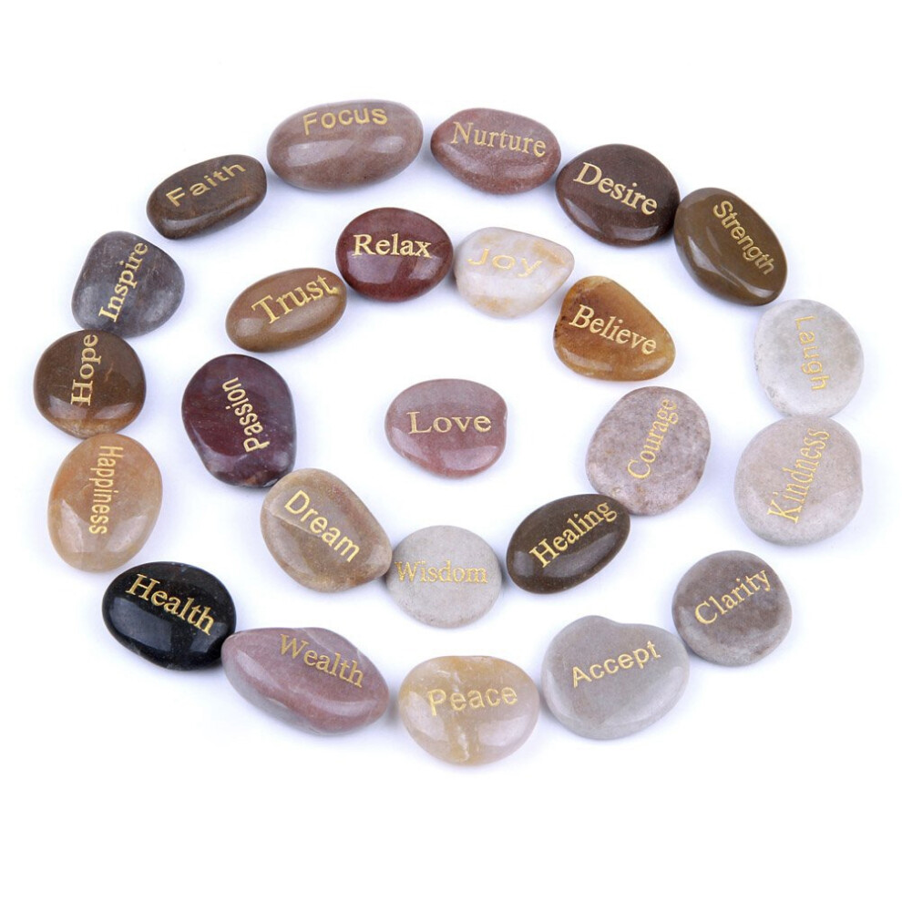 25 Engraved Inspirational Stones With Words Of Encouragement Gold Engraved Stones For Worry Affirmation Meditation Stones 4851514182258