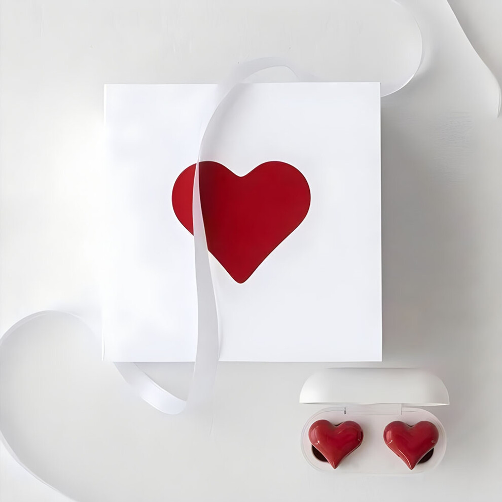 Heart Shaped Digital Display Earbuds Bluetooth 5.3 Bass Stereo Earbud Waterproof Cute In Ear Earbuds Red 4852367083280