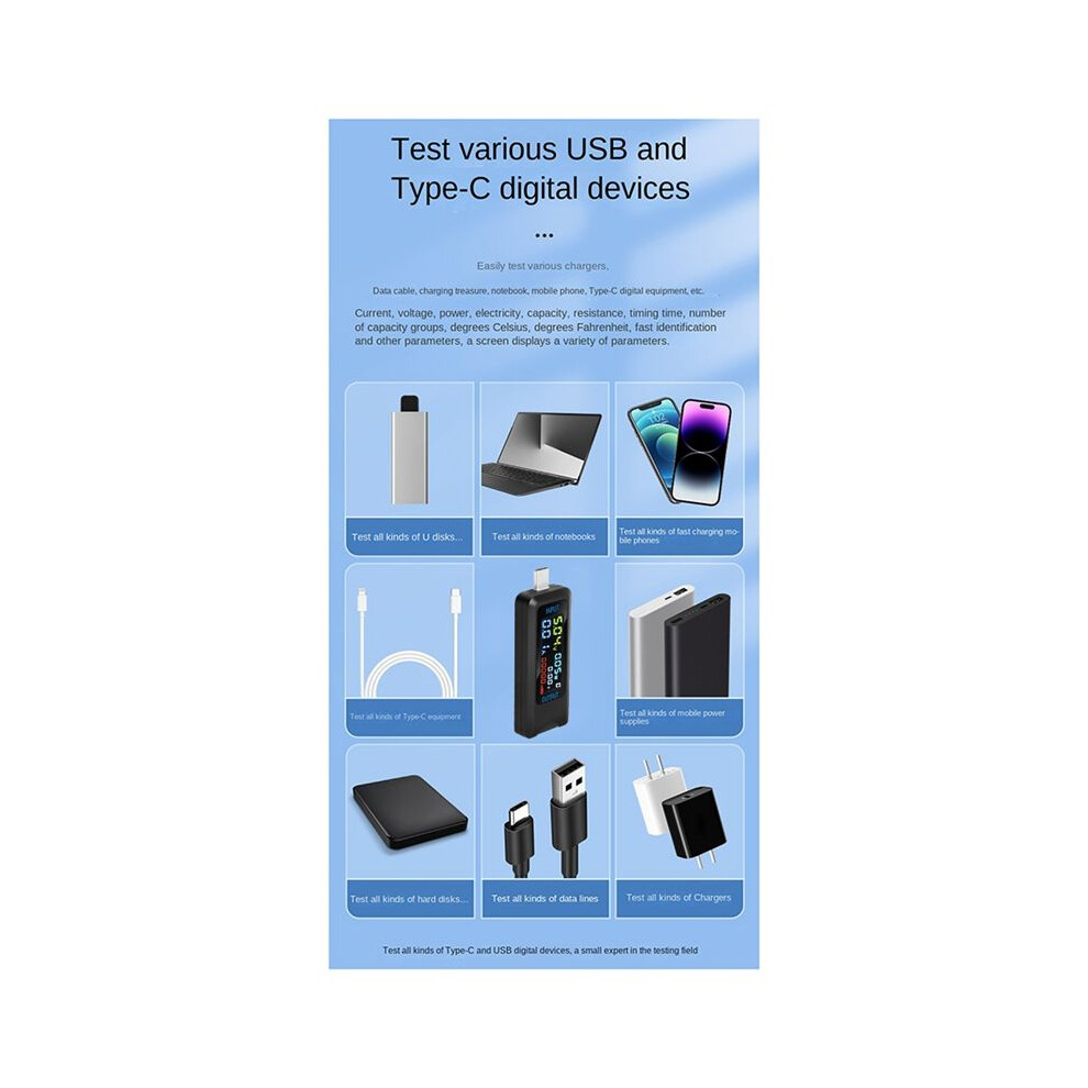 Type-C Tester Dc Digital Voltmeter Amperimetro Current Voltage Amp Ammeter Detector Power Bank Charger Indicator 4851514198396