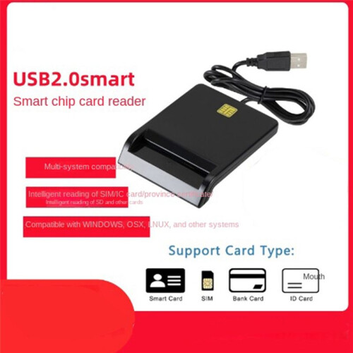 USB  Card Reader Atm Bank Tax Declaration Ic Card ID Card  Card Reader(Black) 1