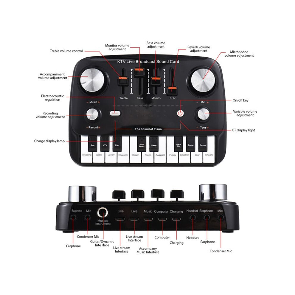 Ktv Live Broadcast Sound Card Audio Recording Desktop Singing Wireless Lossless Transmission Plug And Play Voice Changer 4852693570959