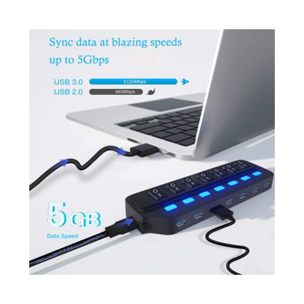 Usb Hub 2.0 Usb Splitter Multi Hub Adapter Usb Several Ports Power Adapter With Switch Accessories For Pc Laptop, Black 4852537319720