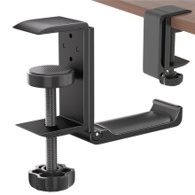 Klappbarer Headset-Halter für unter den Schreibtisch, Aluminium, Gaming-Kopfhörer-Klemme, rutschfeste Silikonauflage, Schwarz