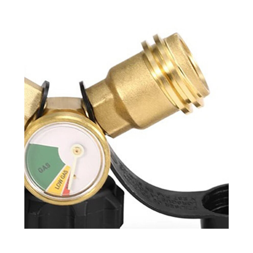 Propane Adapter Y Splitter Adapter 2 Way Gas Adapter Pol And Qcc1 Propane Tank Connector With Pressure Gauge 4852367070976