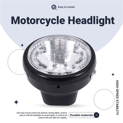 7 Inch Motorcycle Round Headlight Halogen H4 Light LampFor BOBBER 1