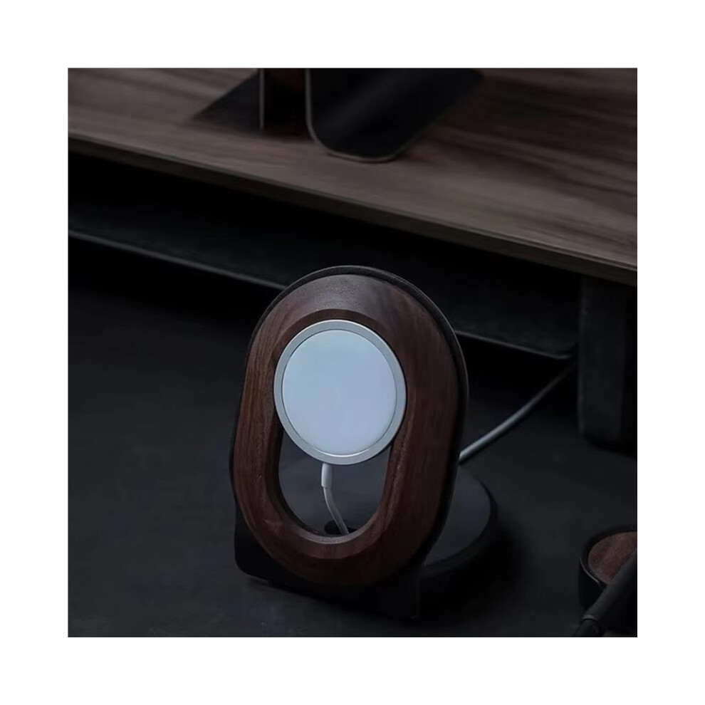 Magnetic Bracket Walnut Wood Material Mobile Wireless Charging Stand Desktop Companion 4852367070655