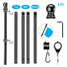 Flag Pole Set for House Porch, 5 FT Thickened Stainless Steel Wall Mount Flagpole Rotating Flagpole Rings No Bracket