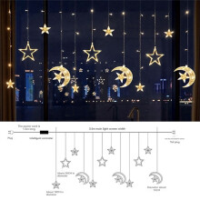 Christmas Moon Star Window Fairy String Lights USB & Battery Powered String Lights for Indoor Window Bedroom Warm Color