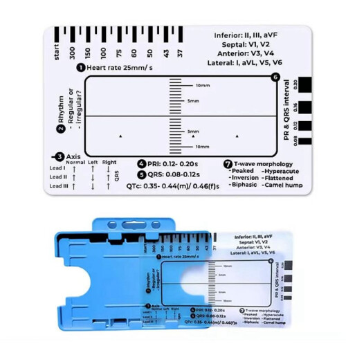 ECG 7 Step Ruler,ECG 7 Step Ruler for ECG/EKG Interpretation, ECG Reference Guide Ruler,EKG Calipers Measuring Tool 1