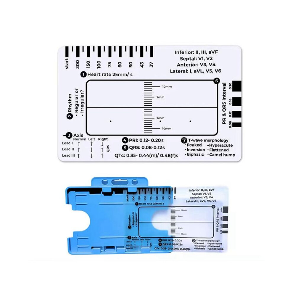 Spactz Ecg 7 Step Ruler,Ecg 7 Step Ruler For Ecg/Ekg Interpretation, Ecg Reference Guide Ruler,Ekg Calipers Measuring Tool