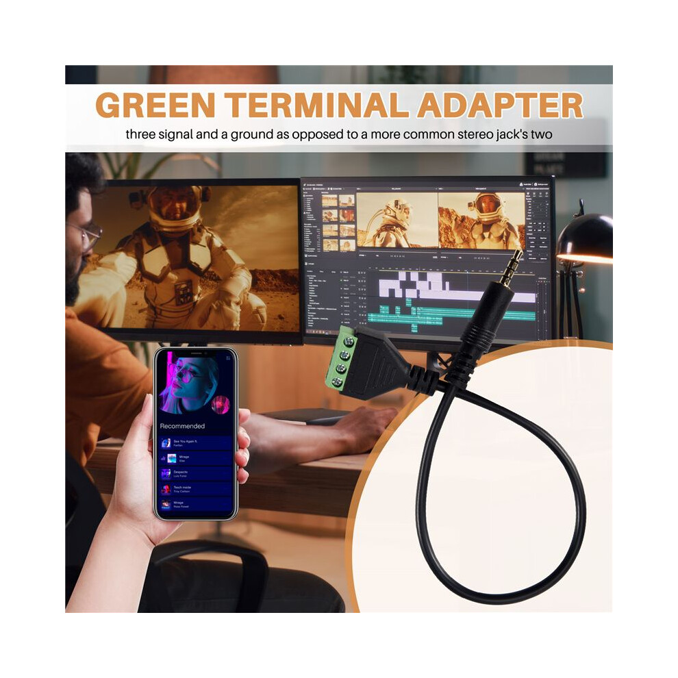 3.5Mm Screw Terminal Adapter Speaker Cable 4-Core Stereo Trrs Male Hole To Av 4 Screw Terminal Balun Connector Cable 4852537373302