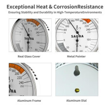 Saunathermometer 2-in-1 Fahrenheit Thermometer Hygrometer für Saunaräume, Innenraum-Feuchtigkeits- und Temperaturmonitor
