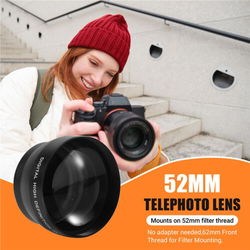 52mm Objectif TÉLÉObjectif 2 Fois Pour  AF-S 18-55mm 55-200mm 1