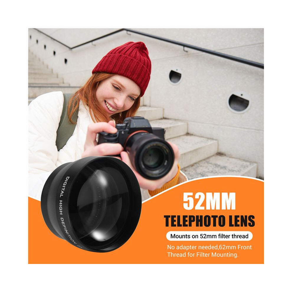 52Mm 2X Magnification Telephoto Lens For Nikon Af-S 18-55Mm 55-200Mm Lens Camera 4852537367073