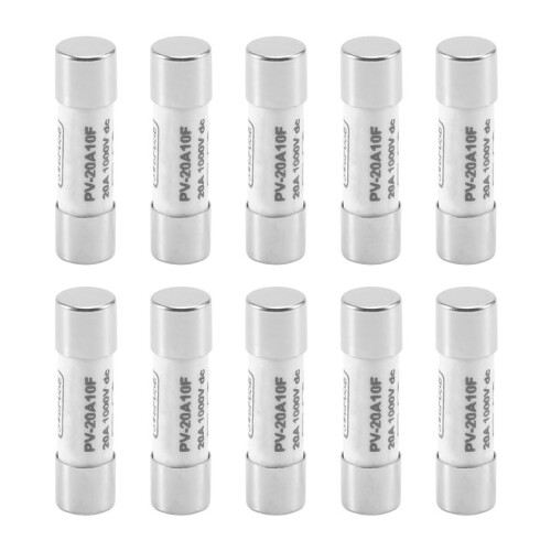 10 Pcs 1000 VDC Fuse Solar PV Explosion-proof Fuse Silver - 20A
