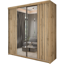 (200cm, Votan) Sweden MN Furniture Sliding Door Wardrobe with Mirror, Shelves & Hanging Rail