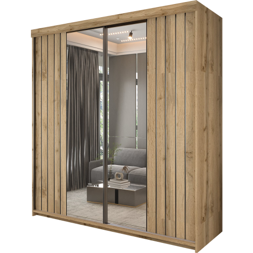MN Furniture Double Sliding Mirror Wardrobe Shelves Votan 200cm